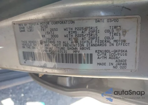 2000 Toyota 4Runner z USA, uszkodzony, nr VIN JT3GM84R6Y0063131